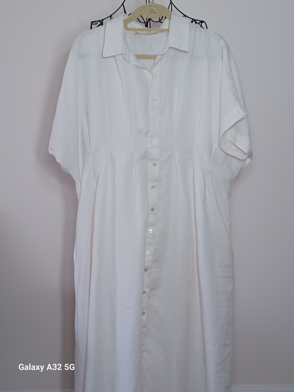 Exquise Anthropologie Tobie Linen Pleated Maxi Shirt Dress - Size L - Picture 2 of 7